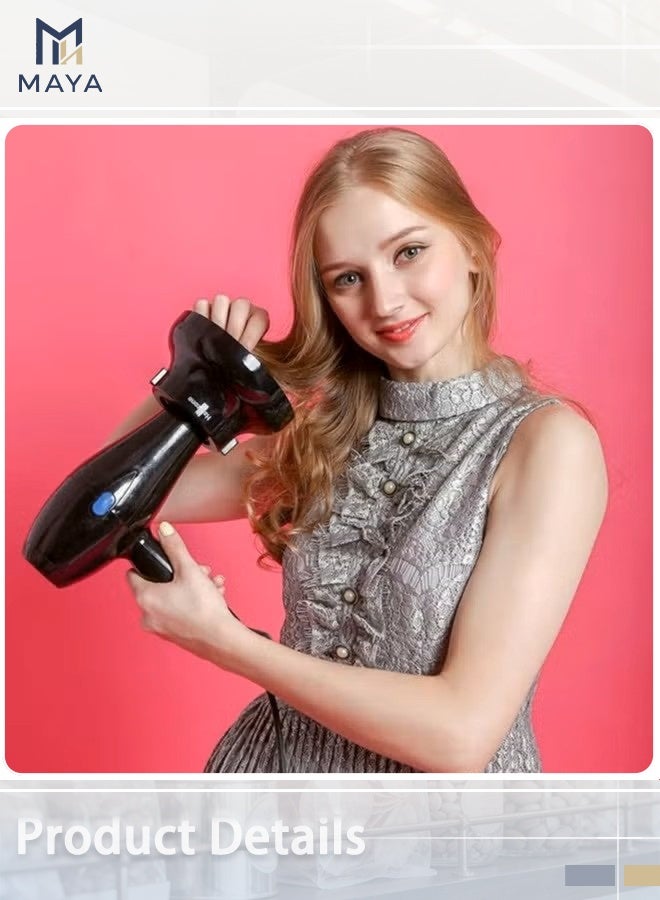 Maya Universal Hair Diffuser Adaptable for Blow Dryers with 1.4-Inch to 1.96-Inch,for Curly or Wavy Hair, Lightweight Foldable Portable Travel Folding Design - Black - Image 2